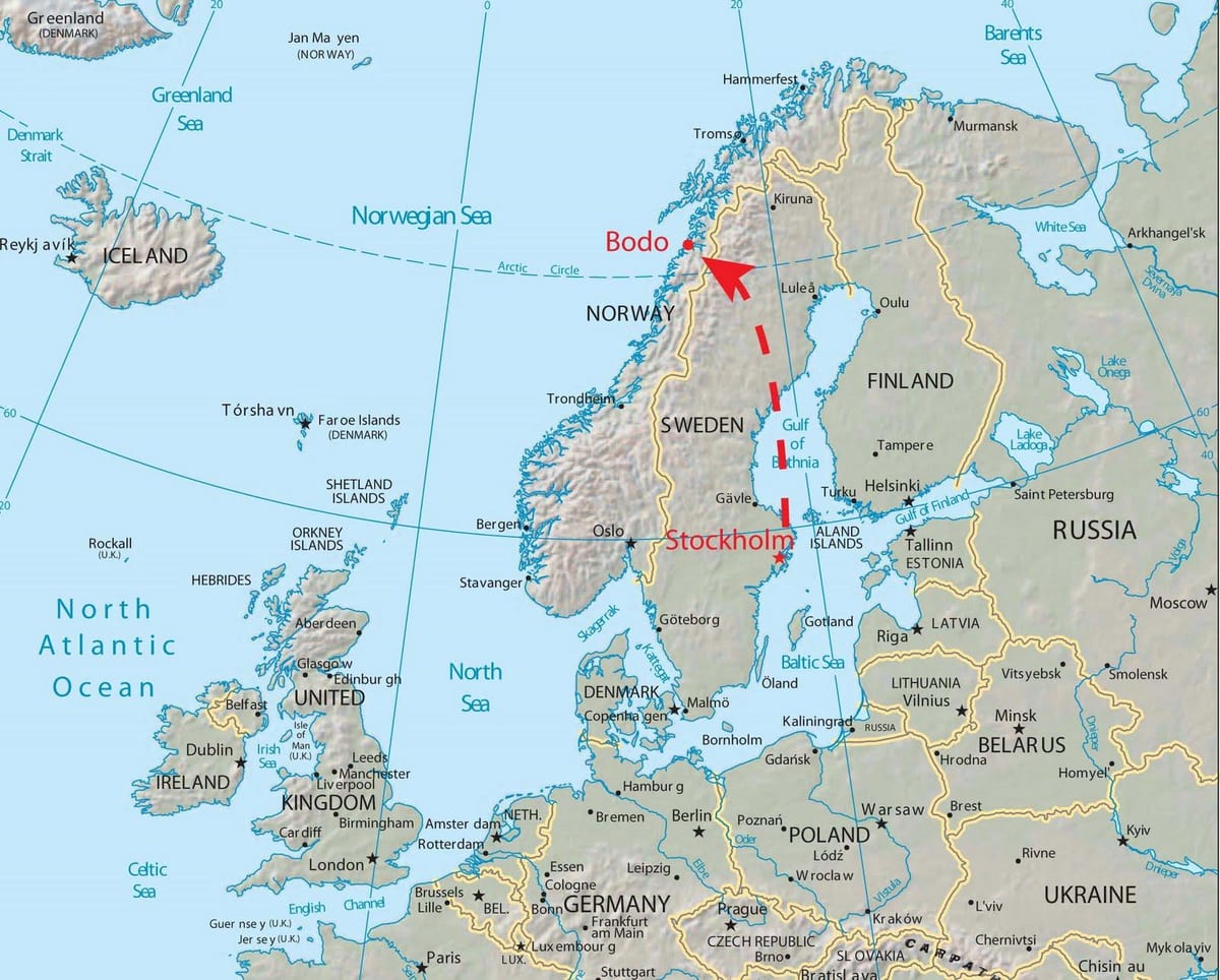 Zemljevid bodo Norveška