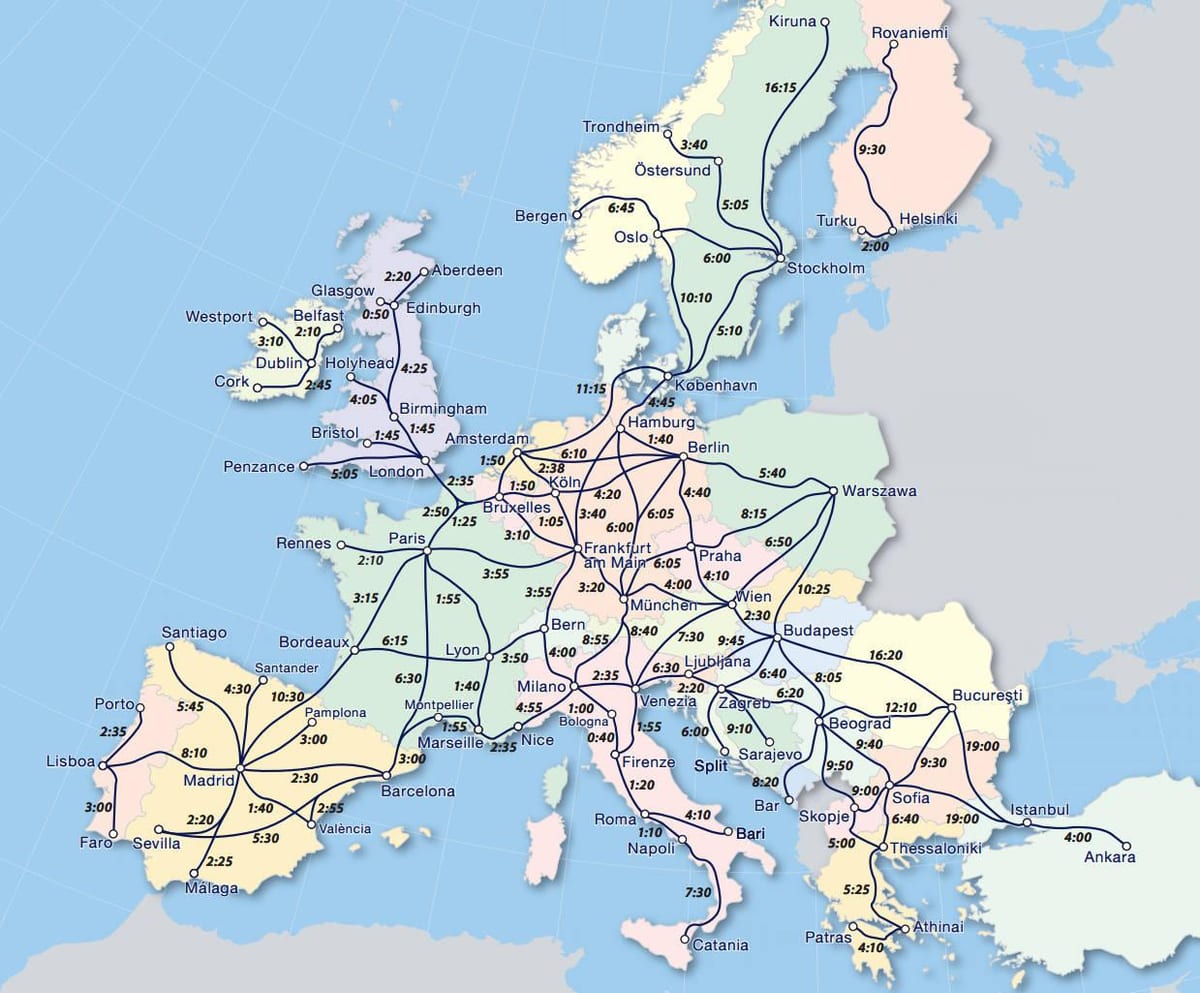 Zemljevid eurail Norveška