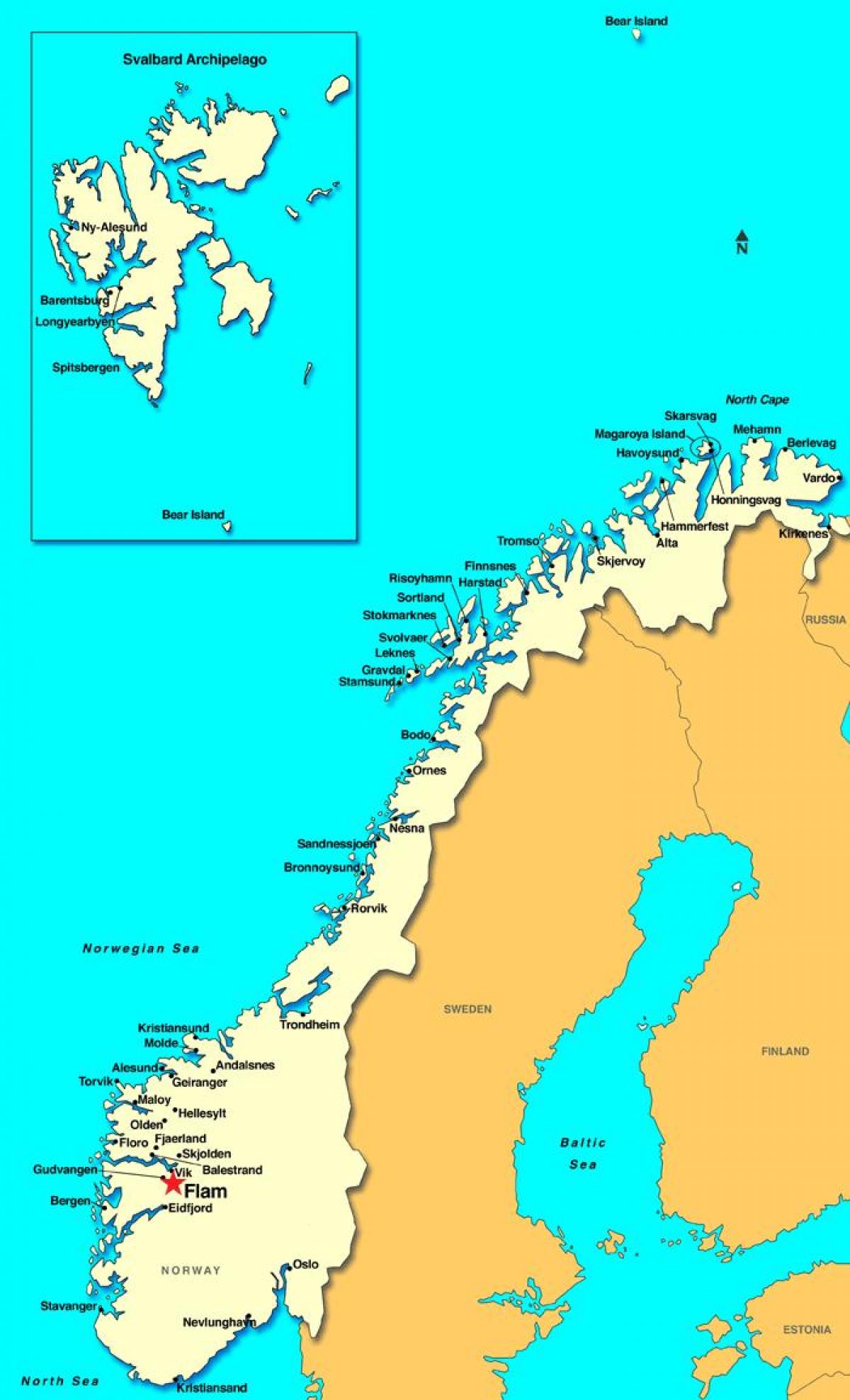 flam zemljevid Norveška