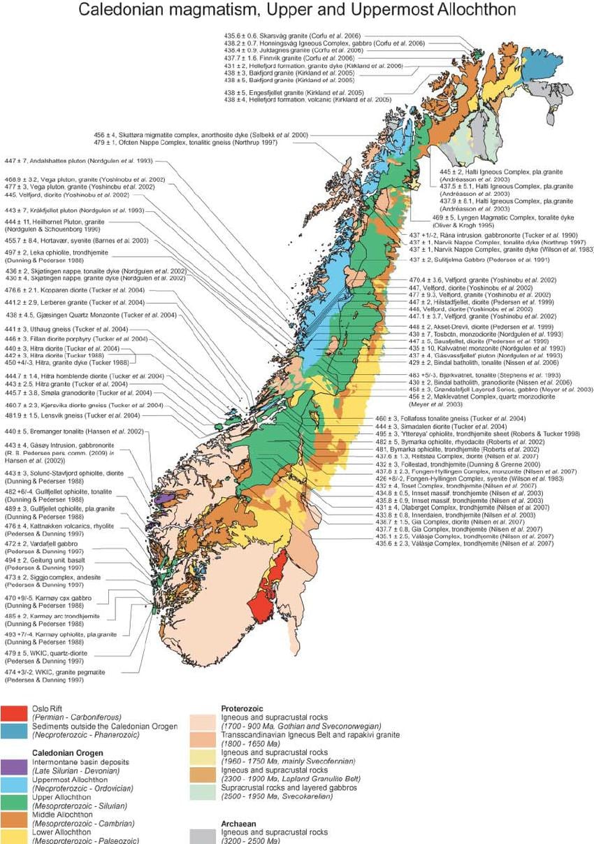 Zemljevid geološkega Norveška