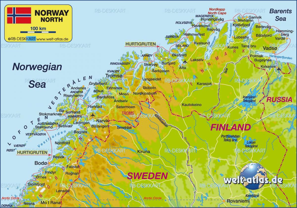 Zemljevid kirkenes Norveška