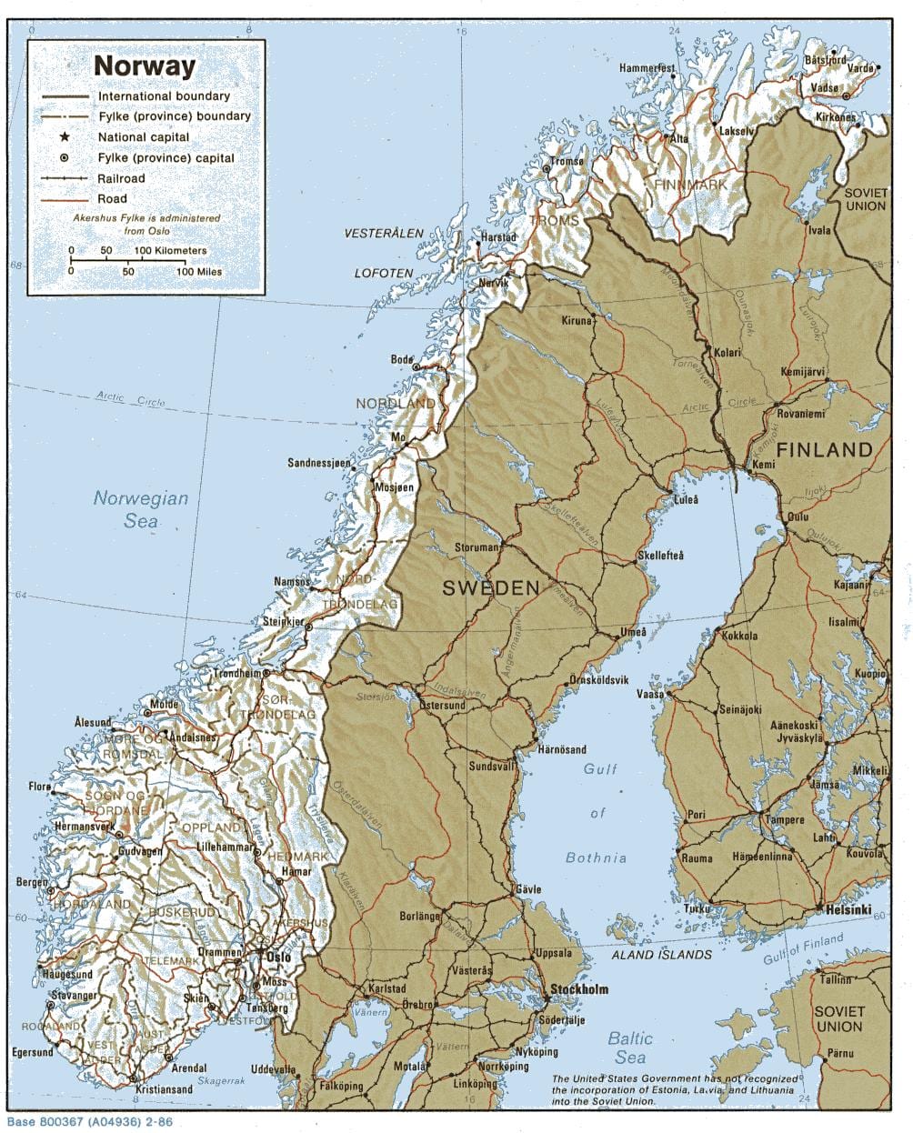 geografski zemljevid Norveška