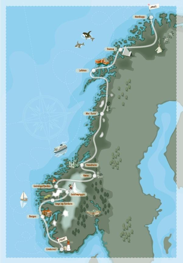 kamp na Norveškem zemljevid