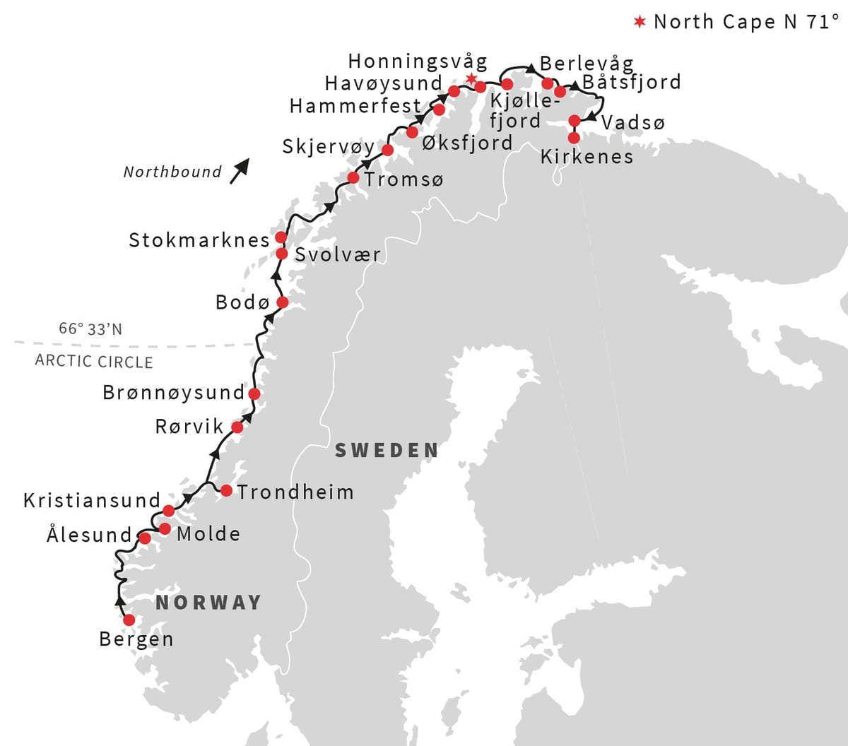 Zemljevid Norveška kolesarjenje