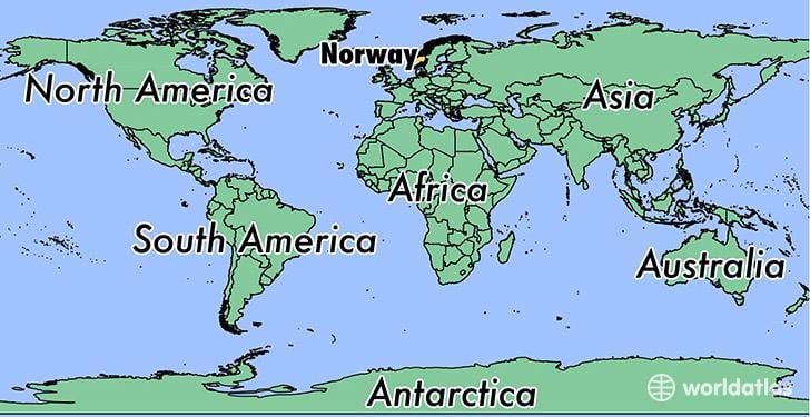 Zemljevid Norveško mesto na svetu