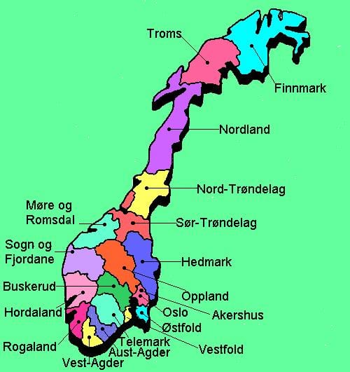 Zemljevid Norveške nacionalne turistične poti