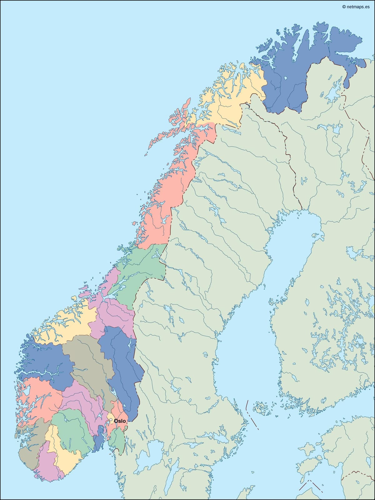 Zemljevid Norveška vektor