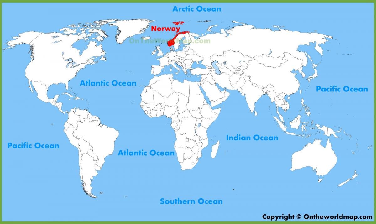 svetovni zemljevid, ki prikazuje Norveška