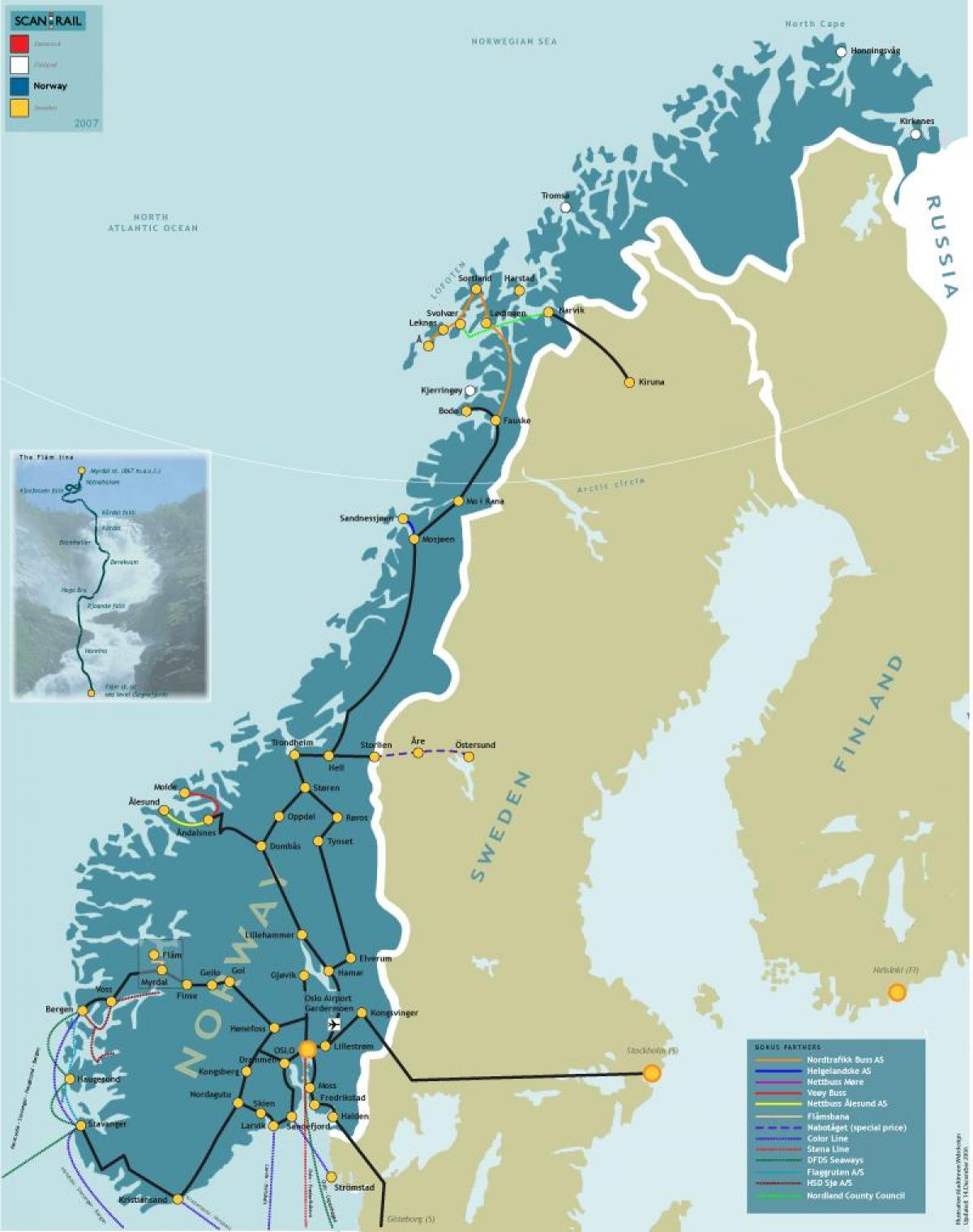 Norveška železniškega zemljevid