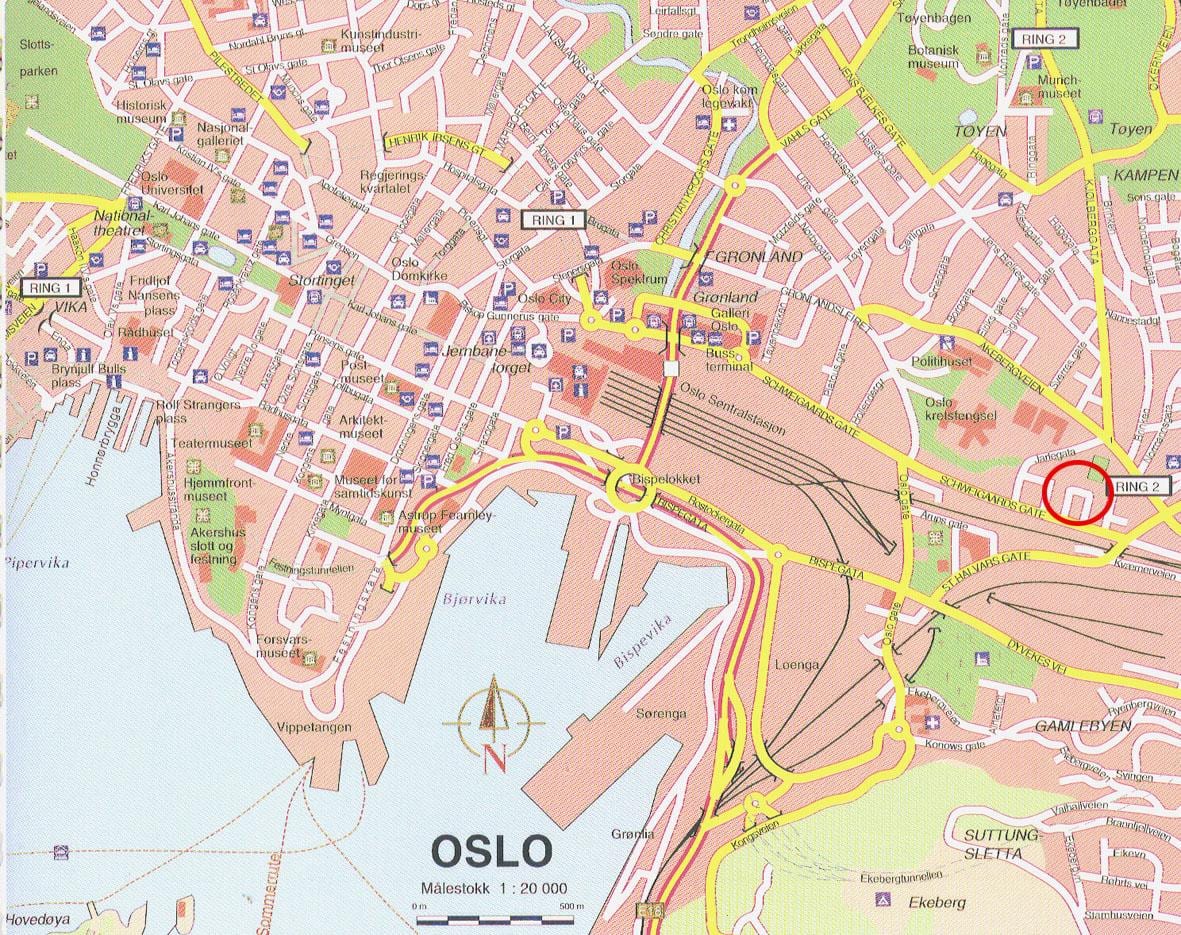 zemljevid oslu, Norveška city center