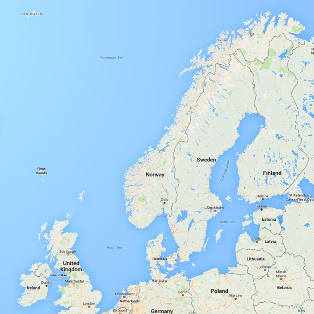 Zemljevid rafnes Norveška