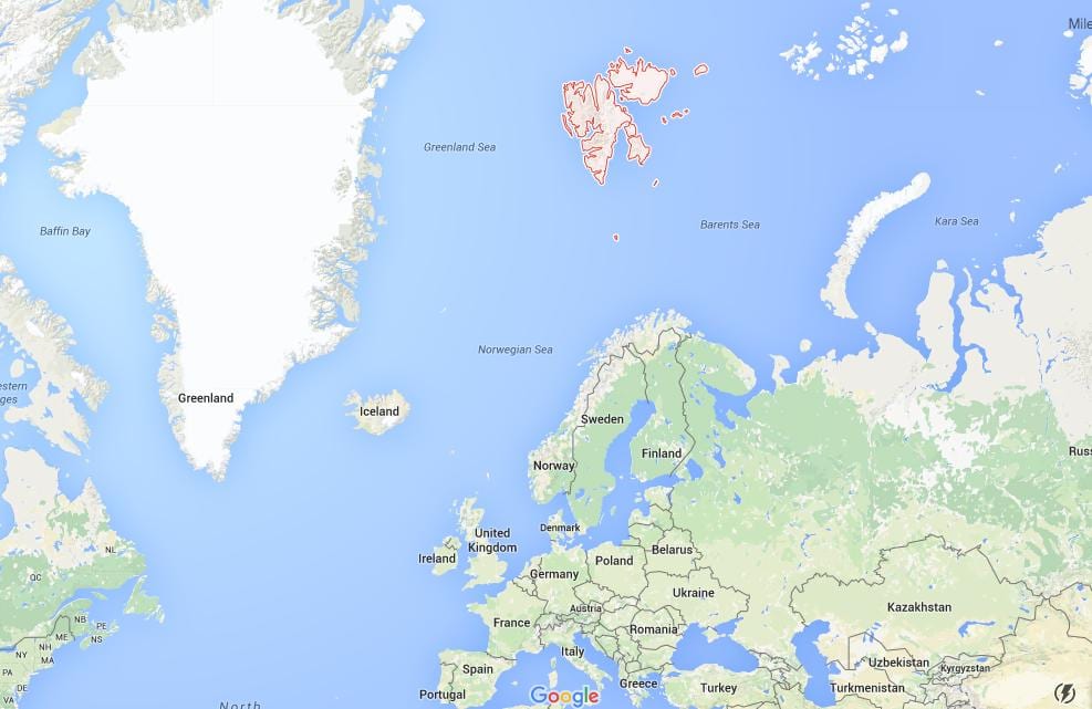 spitsbergen Norveška zemljevid