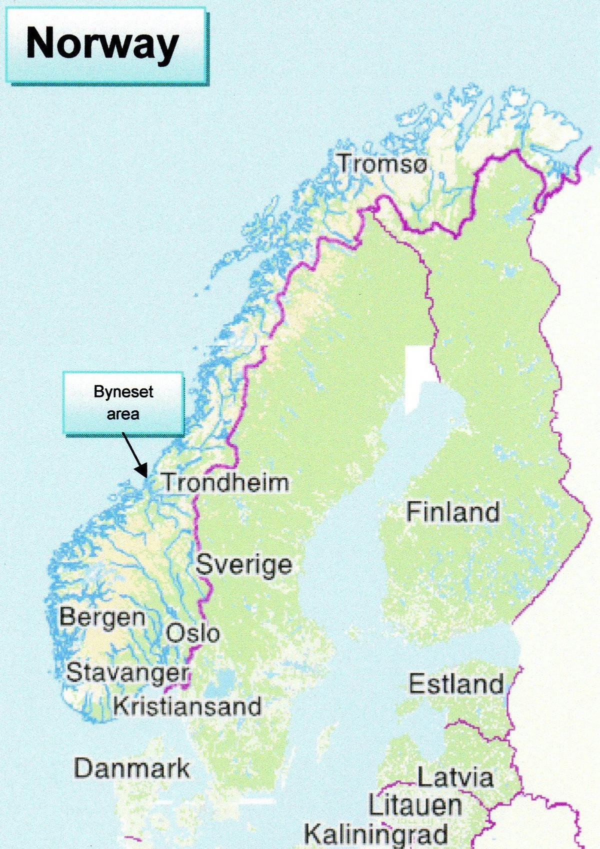 Zemljevid trondheimu na Norveškem