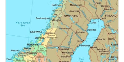 Cestni zemljevid Norveška mesta