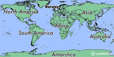 Zemljevid Norveško mesto na svetu 
