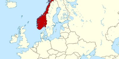 Norveška na zemljevid evrope