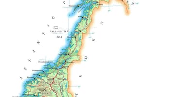 Zemljevid Norveška nadmorske višine