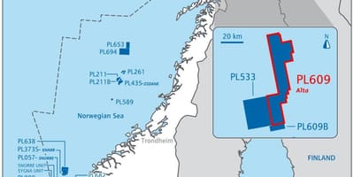 Zemljevid Norveška olje