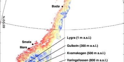 Norveška temperatura zemljevid