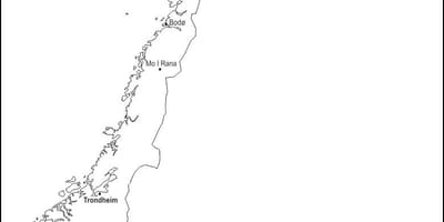 Zemljevid Norveška oris