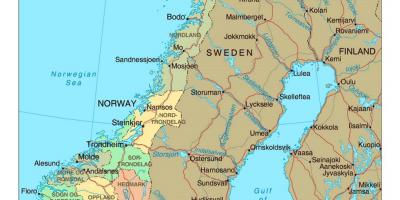Zemljevid Norveška z mest