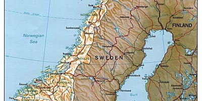 Podroben zemljevid Norveško z mesta